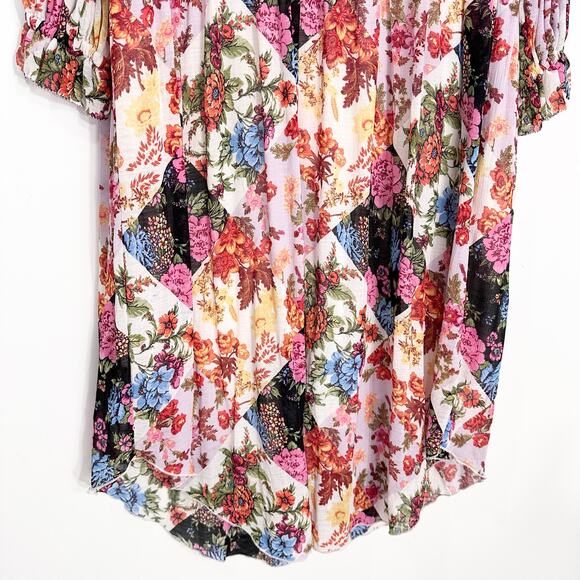 Anthropologie Maeve Shara Pleated Midi Dress Floral Modest | Pink White | SZ S - Picture 7 of 15